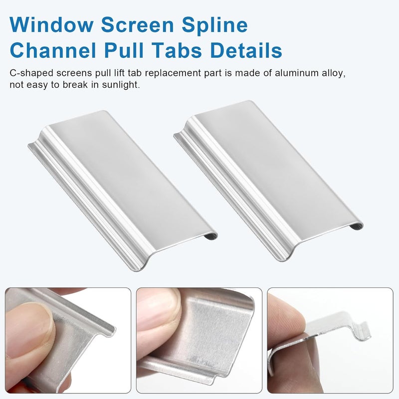 LEWEREST 40 Pack Window Screen Pull Tabs, Window Screen Lift Tabs Replacement Aluminum Spline Channel Lift Tab Clips (C Shape, Sliver) - Image 4
